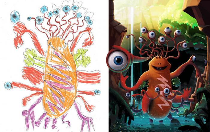 Что получается, когда профессиональные художники воссоздают монстров с детских рисунков в уникальном стиле